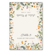 Botanical Daffodils Daisy Peony Wedding Place card Tischnummer (Vorderseite)