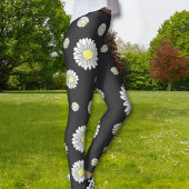 Botanical Daisy Blume Black Leggings