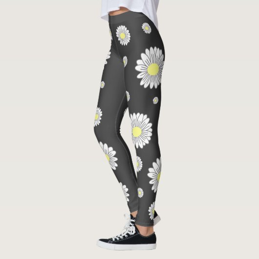 Botanical Daisy Blume Black Leggings (Links)