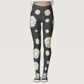 Botanical Daisy Blume Black Leggings (Vorderseite)