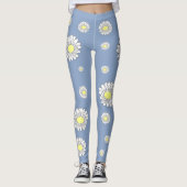 Botanical Daisy Blume Blue Leggings (Vorderseite)
