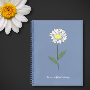 Botanical Daisy Blume Blue Notebook Notizblock