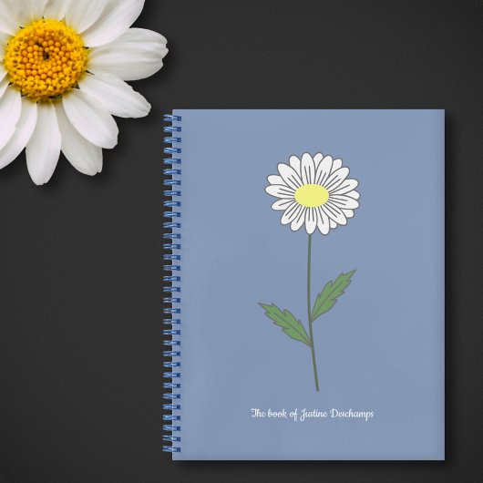 Botanical Daisy Blume Blue Notebook Notizblock