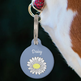 Botanical Daisy Blume Blue Pet Tag Haustiermarke