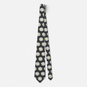 Botanical Daisy Pastel Blume Black Krawatte (Vorderseite)