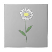 Botanical Daisy Pastel Blume Grau Fliese (Vorderseite)