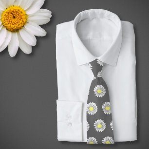 Botanical Daisy Pastel Blume Grau Krawatte