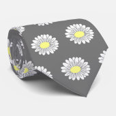 Botanical Daisy Pastel Blume Grau Krawatte (Gerollt)