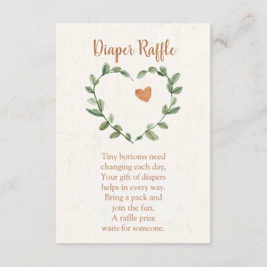 Botanical Diaper Raffle Card – Minimal Eucalyptus Begleitkarte (Vorderseite)