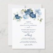 Botanical Dusty Blue Floral Wedding Invitation (Vorderseite)