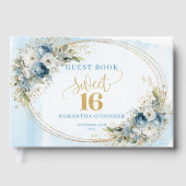 Botanical Dusty Blue Greenery Sweet 16 Guest Book Gästebuch (Vorderseite)