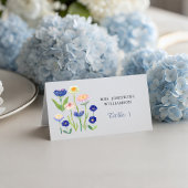 Botanical Dusty Blue Wildflower Baby Shower Platzkarte