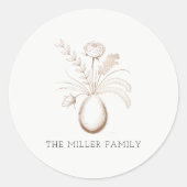 Botanical Easter Personalized Round Sticker (Vorderseite)