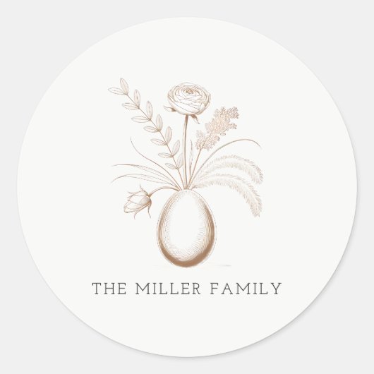 Botanical Easter Personalized Round Sticker (Vorderseite)