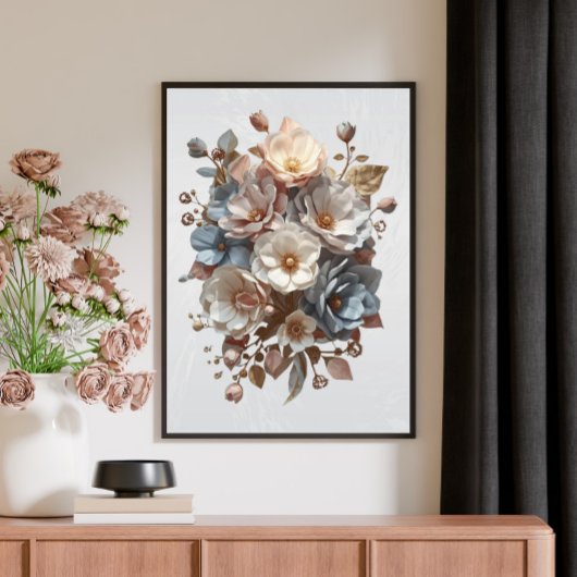 Botanical Elegant 3D Floral Art Leinwanddruck