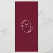 Botanical Elegant Burgundy Wedding Dinner Menükarte (Rückseite)