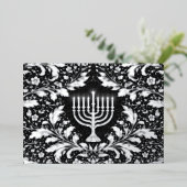 Botanical elegant silver menorah Hannukah Folien Feiertagskarte (Stehend vorne)