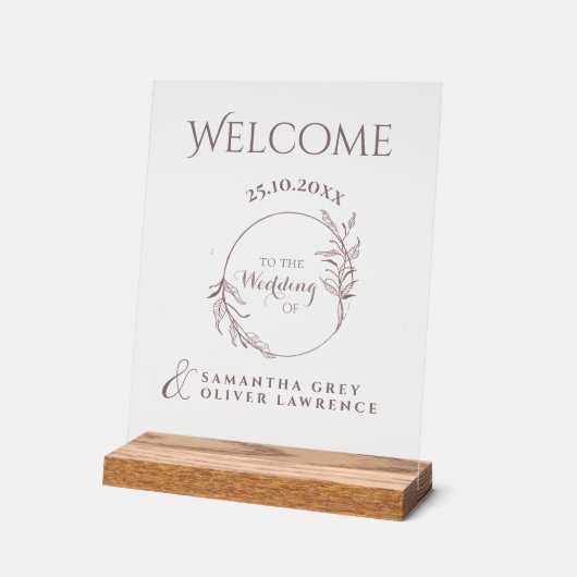 Botanical Elegant Wedding Welcome Sign Acrylschild (Winkel)