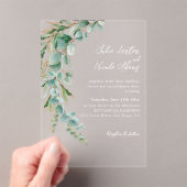 Botanical Eucalyptus Fall Leaf Wreath Wedding Acryleinladungen (Insitu (Handheld))