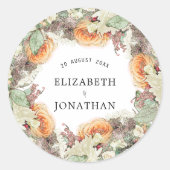 Botanical Eucalyptus Orange Roses Floral Wedding Runder Aufkleber (Vorderseite)