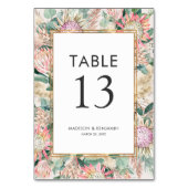 Botanical Eucalyptus Pampas Grass Proteas Wedding Tischnummer (Rückseite)