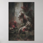 Botanical Fantasy Dragon Art, Gothic Creature Poster (Vorne)