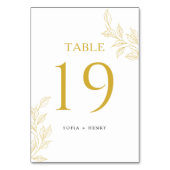Botanical Faux Gold Modern Wedding Table Number Tischnummer (Vorderseite)