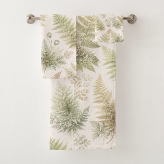Botanical Fern Pattern Badhandtuch Set (Insitu)