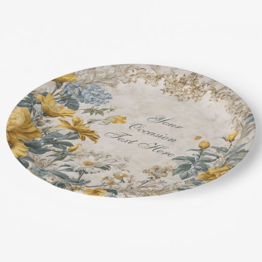 Botanical Floral Design Pappteller (Schrägansicht)