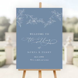 Botanical Floral Dusty Blue Wedding Welcome