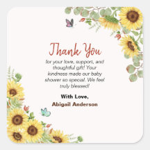 Botanical Floral Flower Baby Shower Thank You Card