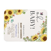 Botanical Floral Girls Baby Shower Invitations  Magnet (Horizontal)