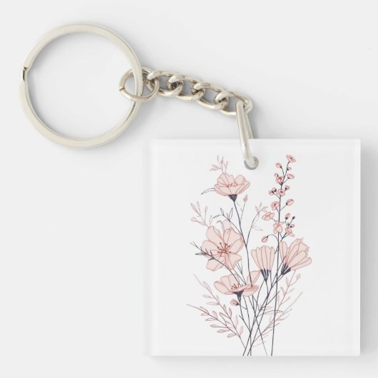 Botanical Floral Illustration | Minimal Nature Aes Schlüsselanhänger (Vorderseite)