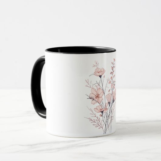 Botanical Floral Illustration | Minimal Nature Aes Tasse (Vorderseite Links)