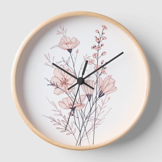 Botanical Floral Illustration | Minimal Nature Aes Uhr (Vorderseite)
