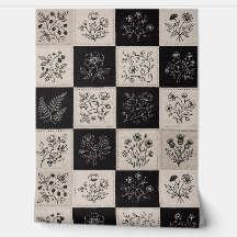 Botanical Floral Leather Look Patchwork Stitched