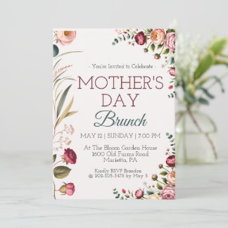 Botanical Floral Mothers Day Brunch Invitation Einladung