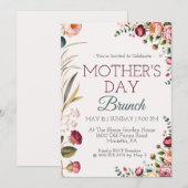 Botanical Floral Mothers Day Brunch Invitation Einladung (Vorne/Hinten)