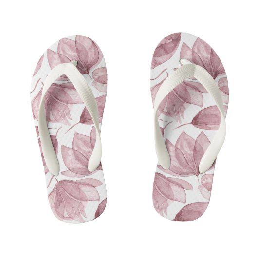 Botanical Floral Pink Plant Flower Pattern Kinderbadesandalen (Fußbett)