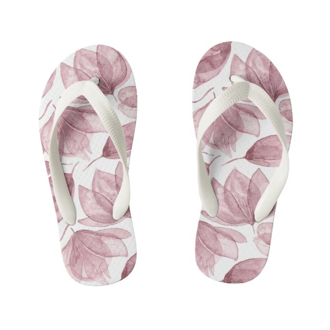 Botanical Floral Pink Plant Flower Pattern Kinderbadesandalen (Fußbett)