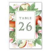 Botanical Floral Red Apple Orchard Wedding Tischnummer (Rückseite)