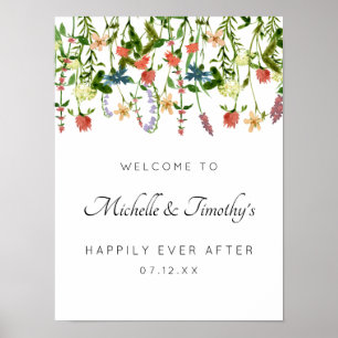 Botanical Floral Wedding Sign Poster