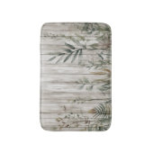 Botanical Foliage Farmhouse Barn Wood look Badematte (Vorderseite Vertikal)