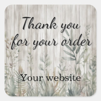 Botanical Foliage Farmhouse Barn Wood look Quadratischer Aufkleber