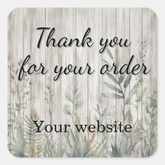 Botanical Foliage Farmhouse Barn Wood look Quadratischer Aufkleber (Vorderseite)