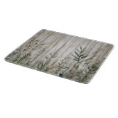 Botanical Foliage Farmhouse Barn Wood look Schneidebrett (Ecke)