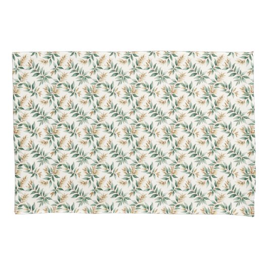 Botanical Foliage Green Leaves Patterned Kissenbezug (Vorderseite-Links)