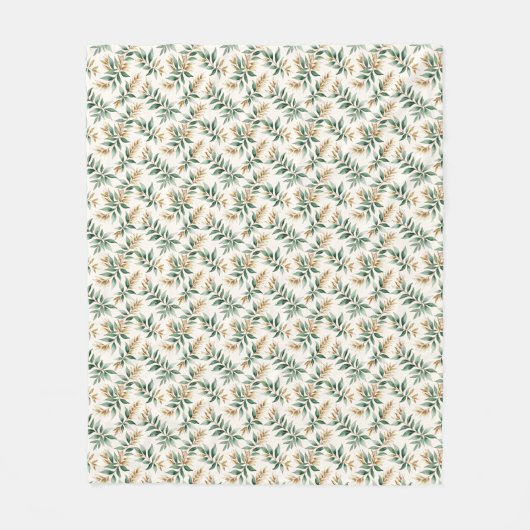 Botanical Foliage Pattern Cozy Fleecedecke (Vorderseite)