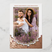Botanical Frame Photo Wedding Flower & Branches Folieneinladung (Vorderseite)