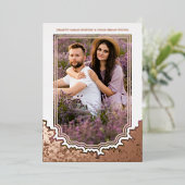 Botanical Frame Photo Wedding Flower & Branches Folieneinladung (Stehend vorne)